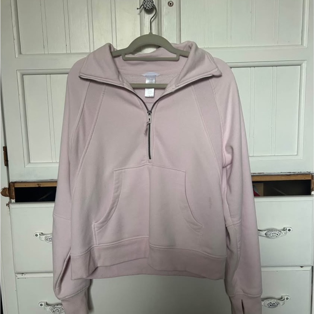 Women's Light Pink Half-Zip Fleece Hoodie